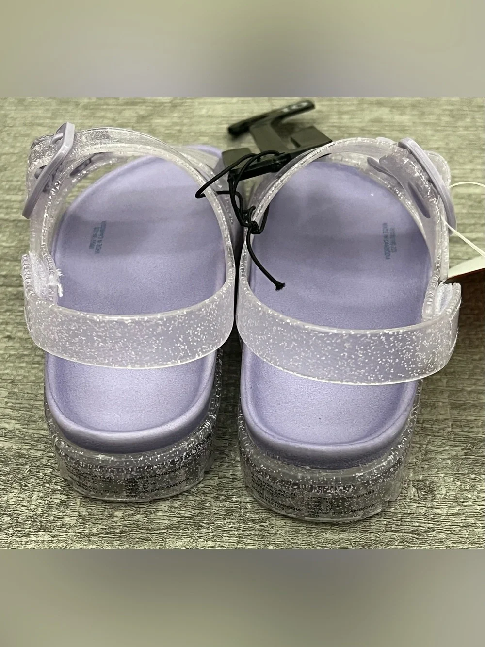 Wonder Nation Strappy Buckle Glitter Adjustable Unisex Kids Sandal US 10 Purple